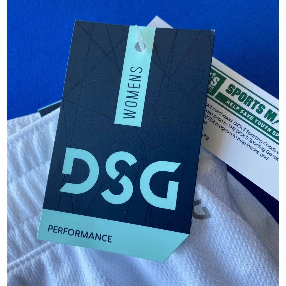 DSG Performance Mid-Rise All Sport Shorts Womens Large Pure White DAW14317 NWT